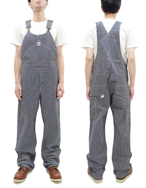 HEADLIGHT Overalls Men's Casual Unlined 11 Oz. Hickory Striped Denim Bib Overall HD42456 421A One-Wash