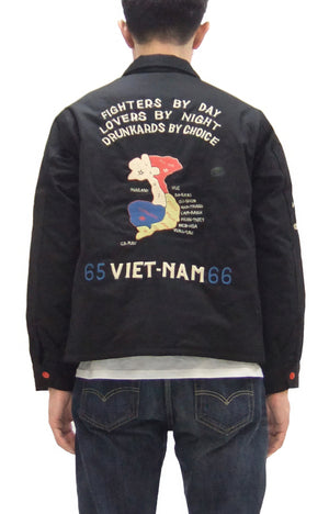 Tailor Toyo Reversible Vietnam Jacket with Insulation - Men's Modern Reinterpretation of Viet-Jumper Vietnam Souvenir Jacket / TT15800-119 Black