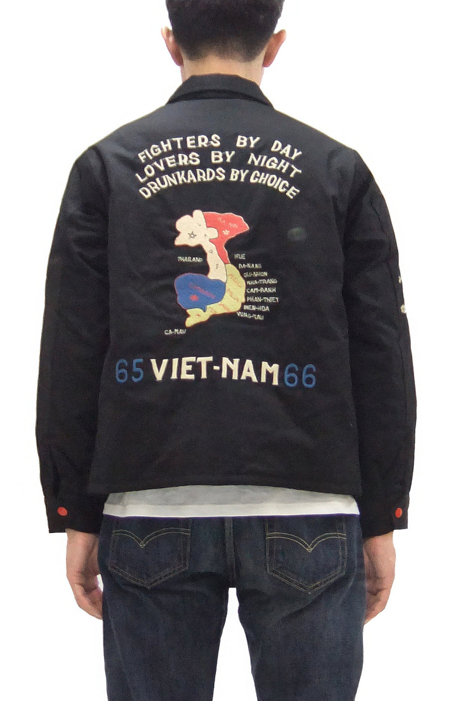 Tailor Toyo Reversible Vietnam Jacket with Insulation - Men's Modern Reinterpretation of Viet-Jumper Vietnam Souvenir Jacket / TT15800-119 Black