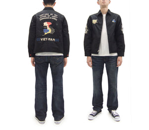 Tailor Toyo Reversible Vietnam Jacket with Insulation - Men's Modern Reinterpretation of Viet-Jumper Vietnam Souvenir Jacket / TT15800-119 Black