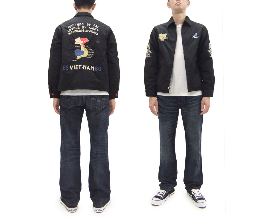 Tailor Toyo Reversible Vietnam Jacket with Insulation - Men's Modern Reinterpretation of Viet-Jumper Vietnam Souvenir Jacket / TT15800-119 Black
