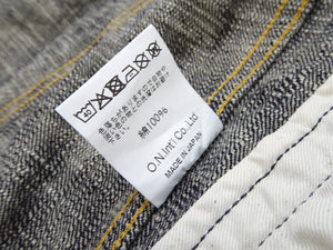 Oni Denim Jacket 02527P-kasuri Men's Casual Slim-Fit 17oz. ONI-Kasuri Slub Selvedge Denim Type III Jean Jacket Indigo One-Wash