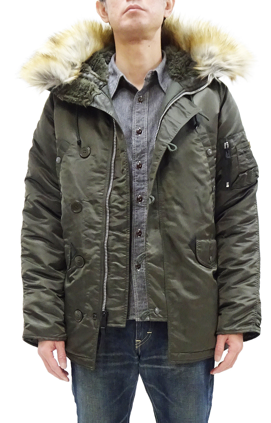 Army jacket with fur hood online