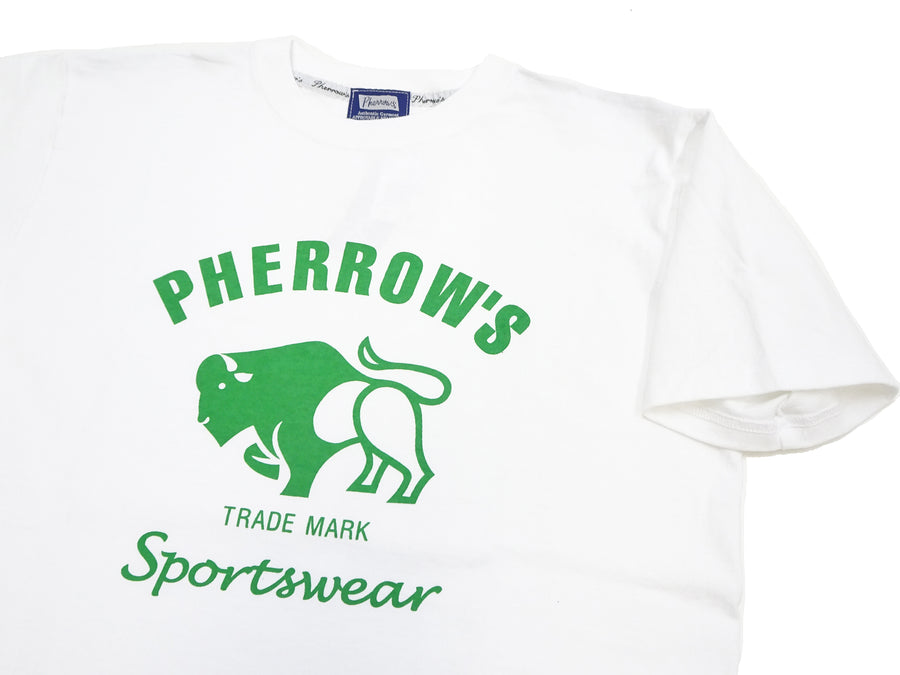 Pherrows T-Shirt Men's Short Sleeve Buffalo Graphic Print Tee Pherrow's 24S-PT2 White