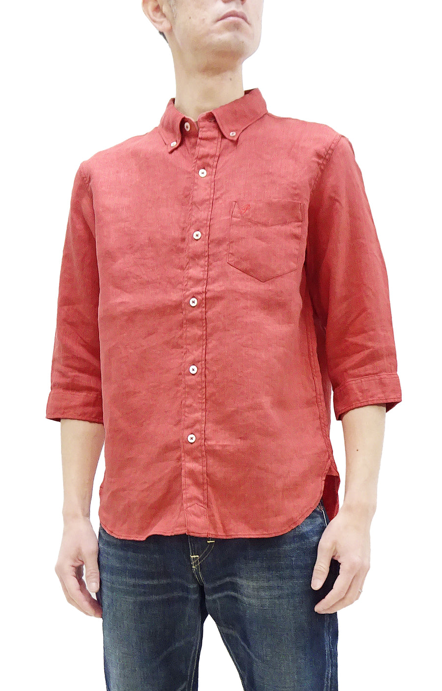 Pherrow's Linen 3/4 Sleeve Shirt Men's Casual Plain Button Up