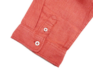 Pherrow's Linen 3/4 Sleeve Shirt Men's Casual Plain Button Up Shirt with Button-Down Collar Pherrows 24S-P7BD1 Salmon