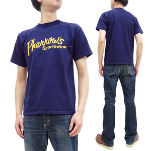 Pherrows T-Shirt Men's Short Sleeve Graphic Print Brand Logo Tee Pherrow's 24S-PT1 Navy-Blue