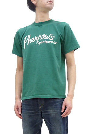 Pherrows T-Shirt Men's Short Sleeve Graphic Print Brand Logo Tee Pherrow's 24S-PT1 Green