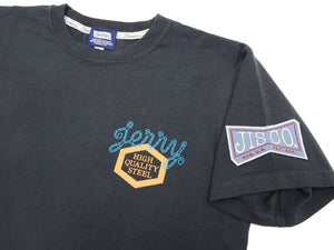 Pherrows T-Shirt Men's Short Sleeve Patched and Printed Tee Pherrow's 24S-PT3 Slate-Black (a slightly bluish black)