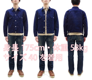 Studio D'artisan Men's 14 oz Selvedge Sashiko Jacket - Type II Style - Deep Indigo One Wash - Made in Japan (SDA 4619)