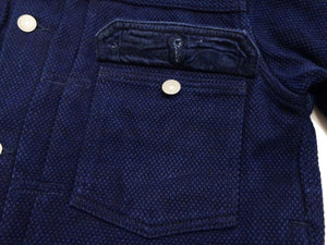 Studio D'artisan Men's 14 oz Selvedge Sashiko Jacket - Type II Style - Deep Indigo One Wash - Made in Japan (SDA 4619)