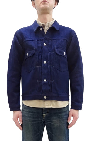 Studio D'artisan Men's 14 oz Selvedge Sashiko Jacket - Type II Style - Deep Indigo One Wash - Made in Japan (SDA 4619)