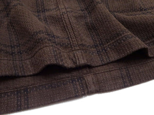 Studio D'artisan Sashiko Shirt Men's Casual Resort Collar Short Sleeve Natural Dye Plaid Button Up Shirt 5690 Drak-Brown