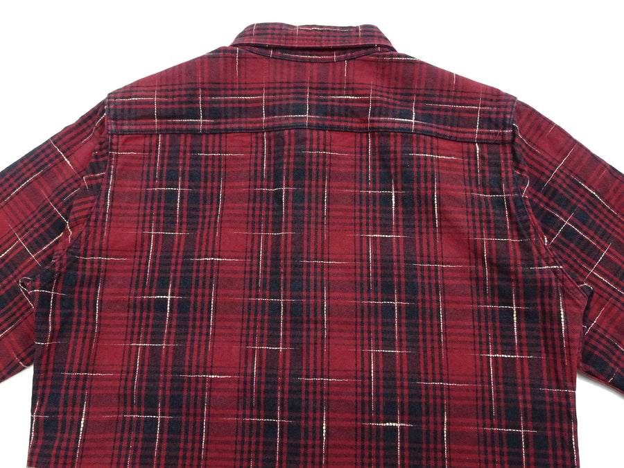 Studio D'artisan Kasuri Plaid Shirt Men's Heavyweight Long Sleeve Button Up Work Shirt 5698 Red