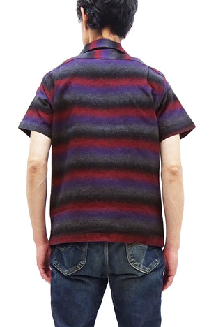 Studio D'artisan Shirt Men's Horizontal Gradient-Effect Striped Resort Collar Button Up Shirt with Traditional Japanese Natural Plant Dyes 5708