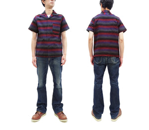 Studio D'artisan Shirt Men's Horizontal Gradient-Effect Striped Resort Collar Button Up Shirt with Traditional Japanese Natural Plant Dyes 5708