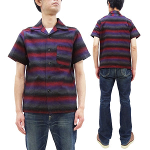 Studio D'artisan Shirt Men's Horizontal Gradient-Effect Striped Resort Collar Button Up Shirt with Traditional Japanese Natural Plant Dyes 5708
