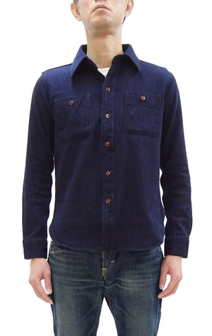 Studio D'artisan Indigo Sashiko Shirt SDA Men's Casual Long Sleeve Sashiko Dobby Button Up Work Shirt 5713