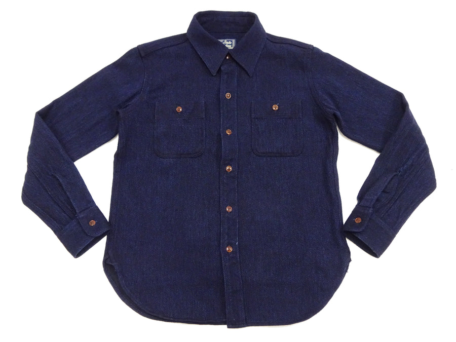 Studio D'artisan Indigo Sashiko Shirt SDA Men's Casual Long Sleeve Sashiko Dobby Button Up Work Shirt 5713