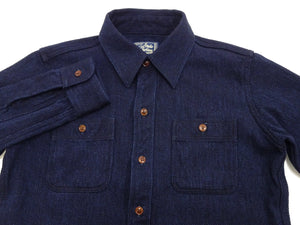 Studio D'artisan Indigo Sashiko Shirt SDA Men's Casual Long Sleeve Sashiko Dobby Button Up Work Shirt 5713