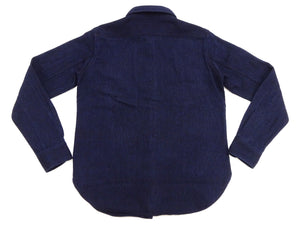 Studio D'artisan Indigo Sashiko Shirt SDA Men's Casual Long Sleeve Sashiko Dobby Button Up Work Shirt 5713