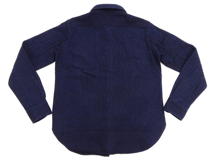 Studio D'artisan Indigo Sashiko Shirt SDA Men's Casual Long Sleeve Sashiko Dobby Button Up Work Shirt 5713