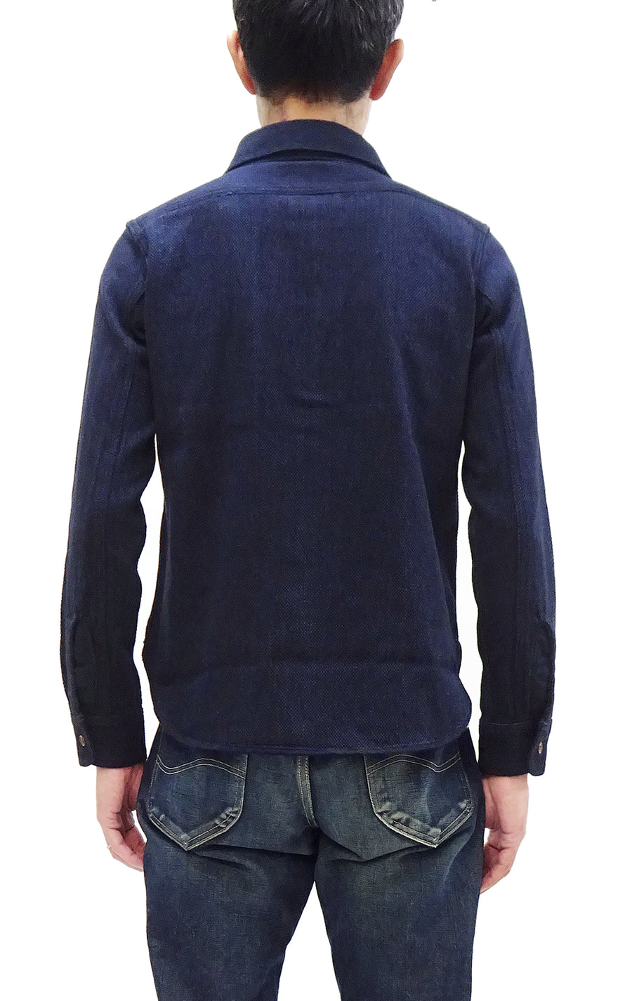 Studio D'artisan Indigo Sashiko Shirt SDA Men's Casual Long Sleeve Sashiko Dobby Button Up Work Shirt 5713