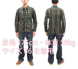 Studio D'artisan Plaid Flannel Shirt Men's Casual Heavyweight Cotton Long Sleeve Button-Up Work Shirt 5714 Green