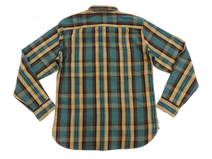 Studio D'artisan Plaid Flannel Shirt Men's Casual Heavyweight Cotton Long Sleeve Button-Up Work Shirt 5714 Green