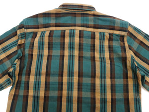 Studio D'artisan Plaid Flannel Shirt Men's Casual Heavyweight Cotton Long Sleeve Button-Up Work Shirt 5714 Green