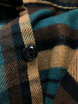Studio D'artisan Plaid Flannel Shirt Men's Casual Heavyweight Cotton Long Sleeve Button-Up Work Shirt 5714 Green