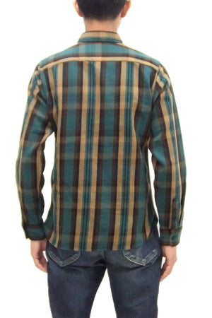 Studio D'artisan Plaid Flannel Shirt Men's Casual Heavyweight Cotton Long Sleeve Button-Up Work Shirt 5714 Green