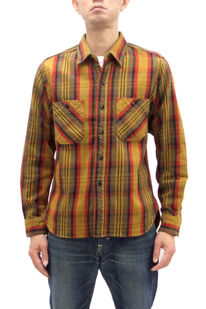 Studio D'artisan Plaid Flannel Shirt Men's Casual Heavyweight Cotton Long Sleeve Button-Up Work Shirt 5714 Yellow