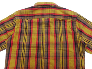 Studio D'artisan Plaid Flannel Shirt Men's Casual Heavyweight Cotton Long Sleeve Button-Up Work Shirt 5714 Yellow