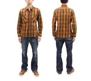 Studio D'artisan Plaid Flannel Shirt Men's Casual Heavyweight Cotton Long Sleeve Button-Up Work Shirt 5714 Yellow