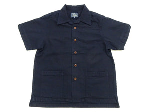 Studio D'Artisan Indigo Dobby Camp Collar Shirt - Men's Short Sleeve Casual Shirt with Relaxed Resort-Style Design - 5724 Deep-Indigo