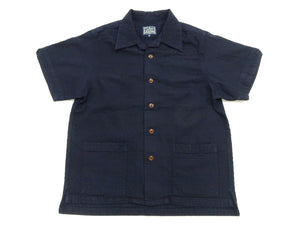 Studio D'Artisan Indigo Dobby Camp Collar Shirt - Men's Short Sleeve Casual Shirt with Relaxed Resort-Style Design - 5724 Deep-Indigo