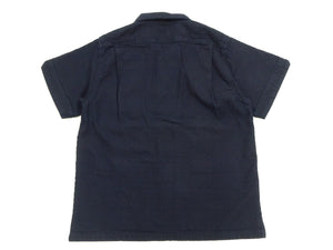 Studio D'Artisan Indigo Dobby Camp Collar Shirt - Men's Short Sleeve Casual Shirt with Relaxed Resort-Style Design - 5724 Deep-Indigo