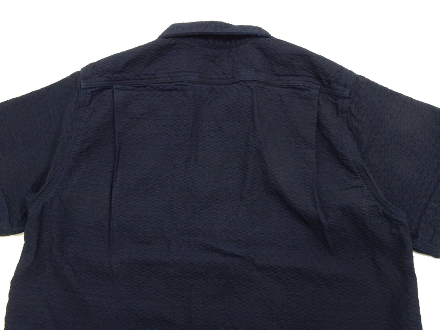 Studio D'Artisan Indigo Dobby Camp Collar Shirt - Men's Short Sleeve Casual Shirt with Relaxed Resort-Style Design - 5724 Deep-Indigo