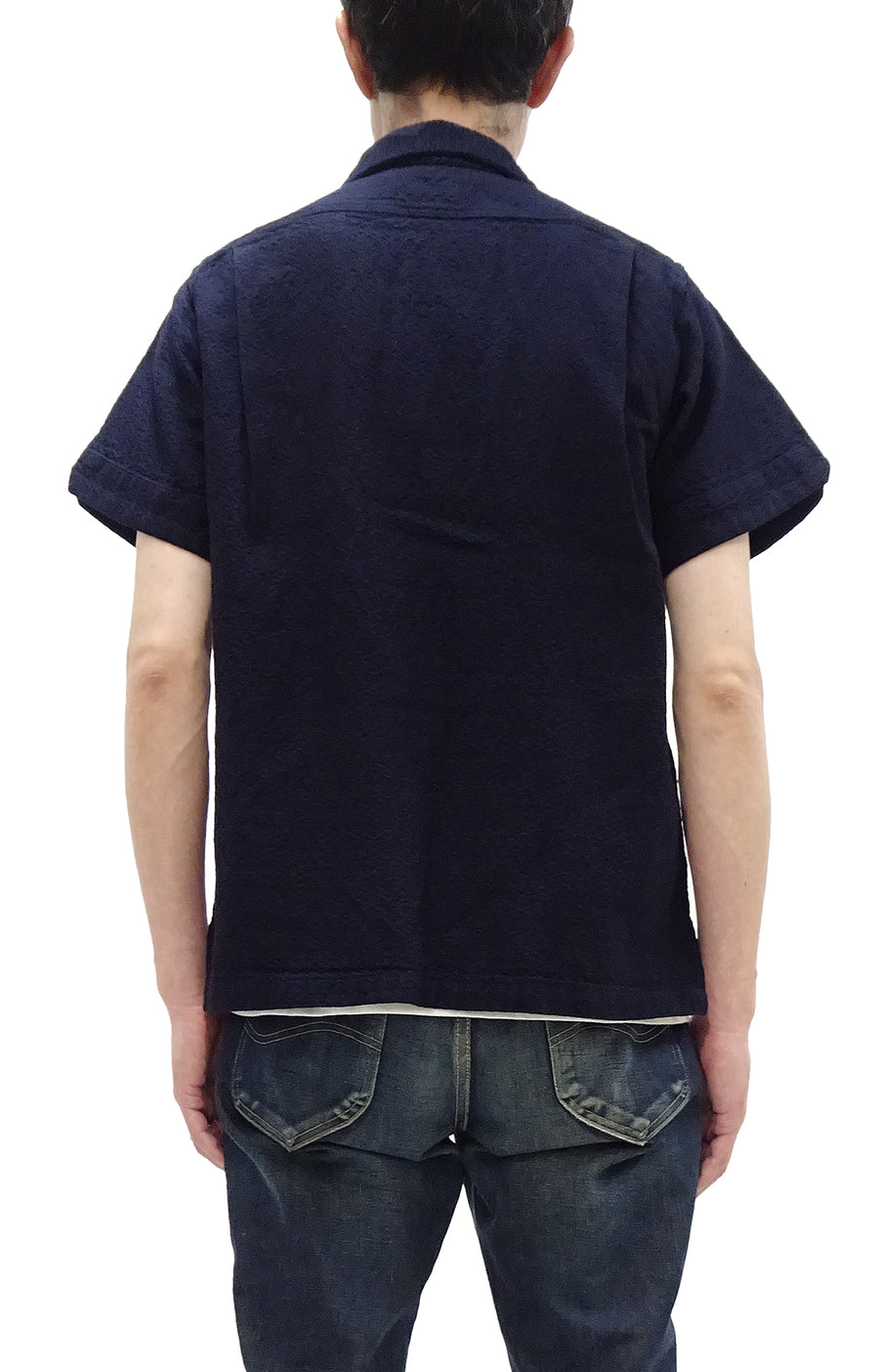 Studio D'Artisan Indigo Dobby Camp Collar Shirt - Men's Short Sleeve Casual Shirt with Relaxed Resort-Style Design - 5724 Deep-Indigo
