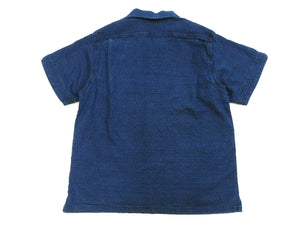 Studio D'Artisan Indigo Dobby Camp Collar Shirt - Men's Short Sleeve Casual Shirt with Relaxed Resort-Style Design - 5724U Faded-Indigo