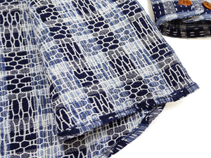 Studio D'Artisan Men's Indigo Plaid Long Sleeve Work Shirt Noragi Boro Sashiko Inspired Made in Japan (SDA 5737)