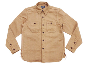 Studio D'Artisan Men's 12oz Fox Cotton Long Sleeve Work Shirt - Naturally Colored Brown Organic Twill, Undyed, Made in Japan (SDA 5740)
