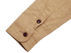 Studio D'Artisan Men's 12oz Fox Cotton Long Sleeve Work Shirt - Naturally Colored Brown Organic Twill, Undyed, Made in Japan (SDA 5740)