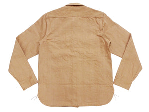 Studio D'Artisan Men's 12oz Fox Cotton Long Sleeve Work Shirt - Naturally Colored Brown Organic Twill, Undyed, Made in Japan (SDA 5740)