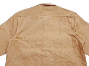 Studio D'Artisan Men's 12oz Fox Cotton Long Sleeve Work Shirt - Naturally Colored Brown Organic Twill, Undyed, Made in Japan (SDA 5740)