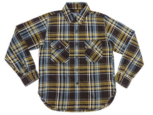 Studio D'Artisan Men's Flannel Plaid Work Shirt, Heavyweight Cotton Long-Sleeve Button-Up Shirt with Minimal Brushing, Made in Japan (SDA 5752 Brown)