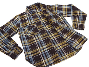 Studio D'Artisan Men's Flannel Plaid Work Shirt, Heavyweight Cotton Long-Sleeve Button-Up Shirt with Minimal Brushing, Made in Japan (SDA 5752 Brown)