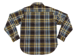 Studio D'Artisan Men's Flannel Plaid Work Shirt, Heavyweight Cotton Long-Sleeve Button-Up Shirt with Minimal Brushing, Made in Japan (SDA 5752 Brown)