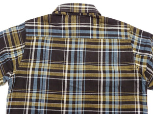 Studio D'Artisan Men's Flannel Plaid Work Shirt, Heavyweight Cotton Long-Sleeve Button-Up Shirt with Minimal Brushing, Made in Japan (SDA 5752 Brown)